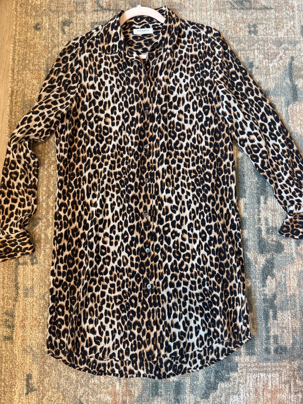Equipment Leopard Print Button-Down Shirt Dress - Brown & Black